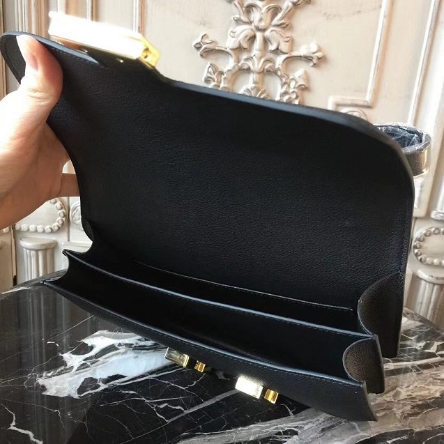 Hermes epsom leather small constance bag C19 black
