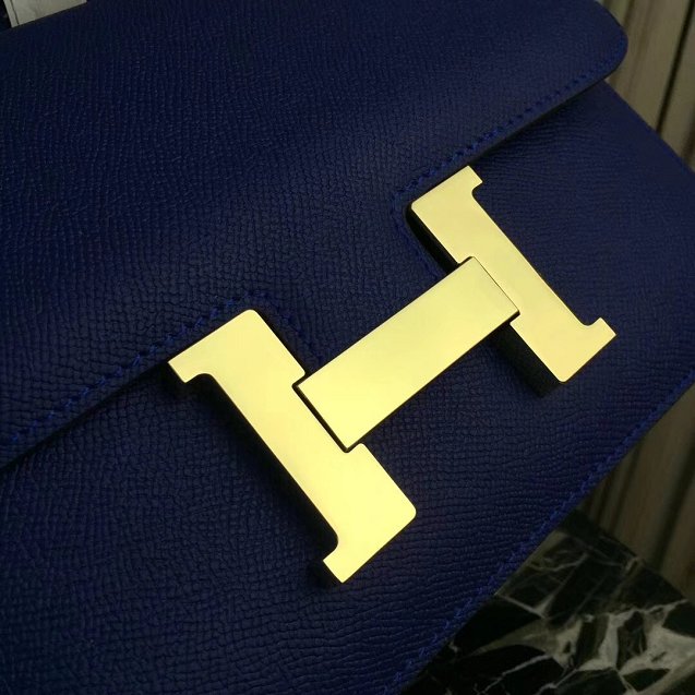 Hermes epsom leather small constance bag C19 blue