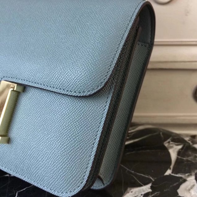 Hermes epsom leather small constance bag C19 light blue