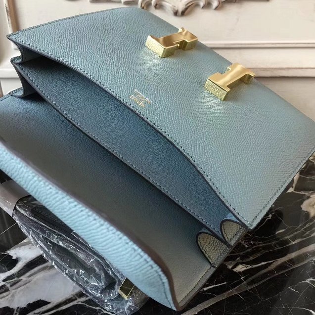 Hermes epsom leather small constance bag C19 light blue