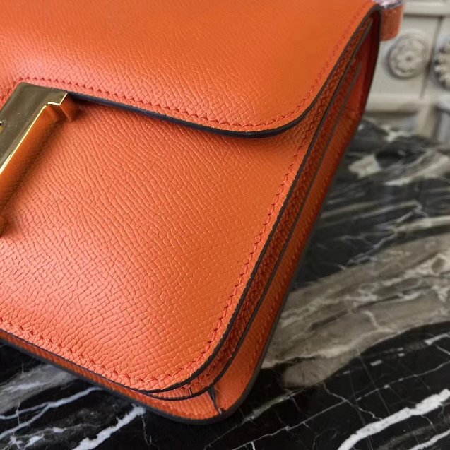 Hermes epsom leather small constance bag C19 orange