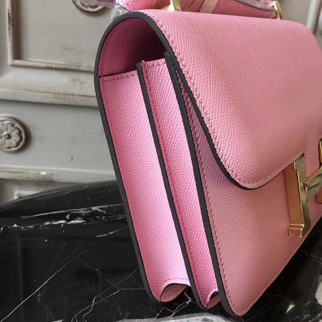 Hermes epsom leather small constance bag C19 pink