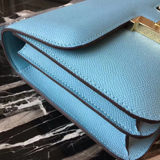 Hermes epsom leather small constance bag C19 sky blue