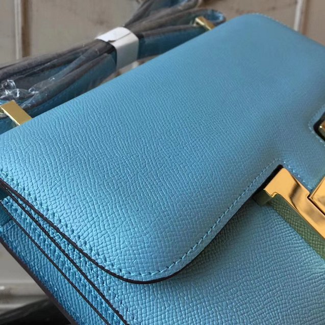 Hermes epsom leather small constance bag C19 sky blue