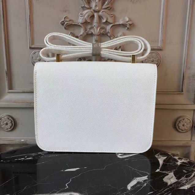 Hermes epsom leather small constance bag C19 white