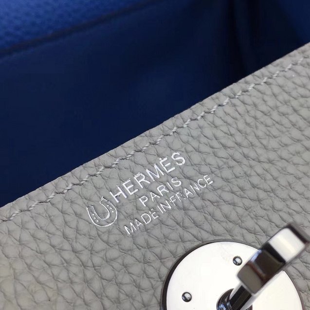 Hermes original top togo leather large lindy 34 bag H34 white&blue