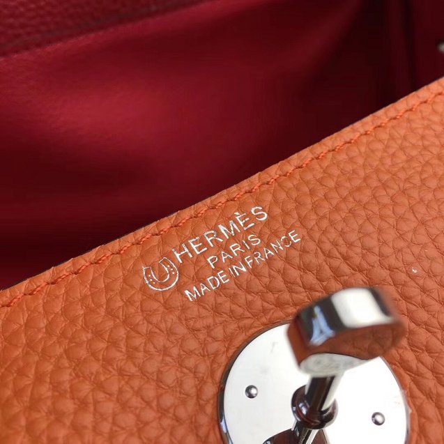 Hermes original top togo leather medium lindy 30 bag H30 orange&red