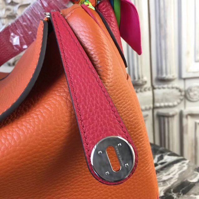 Hermes original top togo leather medium lindy 30 bag H30 orange&red