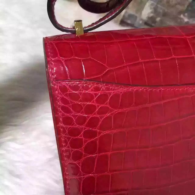 Top hermes 100% genuine crocodile leather constance bag C0023 red