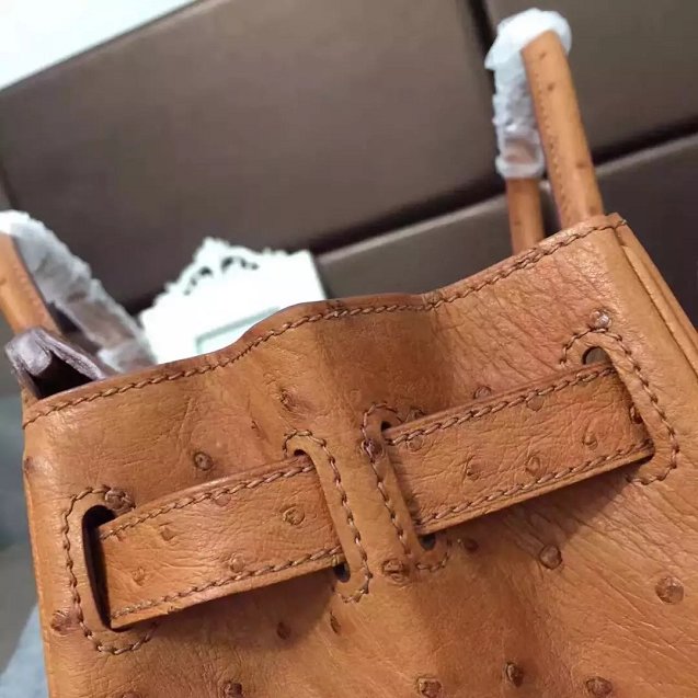 Top hermes genuine 100% ostrich leather handmade birkin 35 bag K350 brown