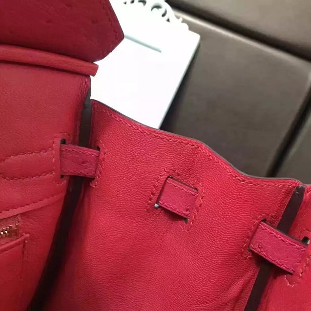 Top hermes genuine 100% ostrich leather handmade birkin 35 bag K350 red
