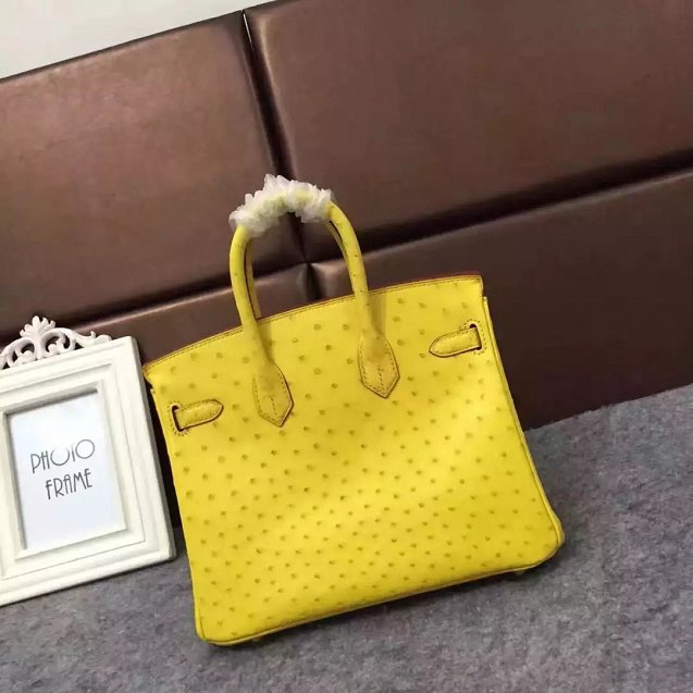 Top hermes genuine 100% ostrich leather handmade birkin 35 bag K350 yellow