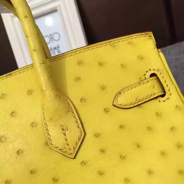 Top hermes genuine 100% ostrich leather handmade birkin 35 bag K350 yellow