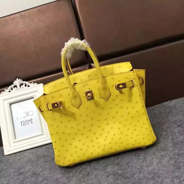 Top hermes genuine 100% ostrich leather handmade birkin 35 bag K350 yellow