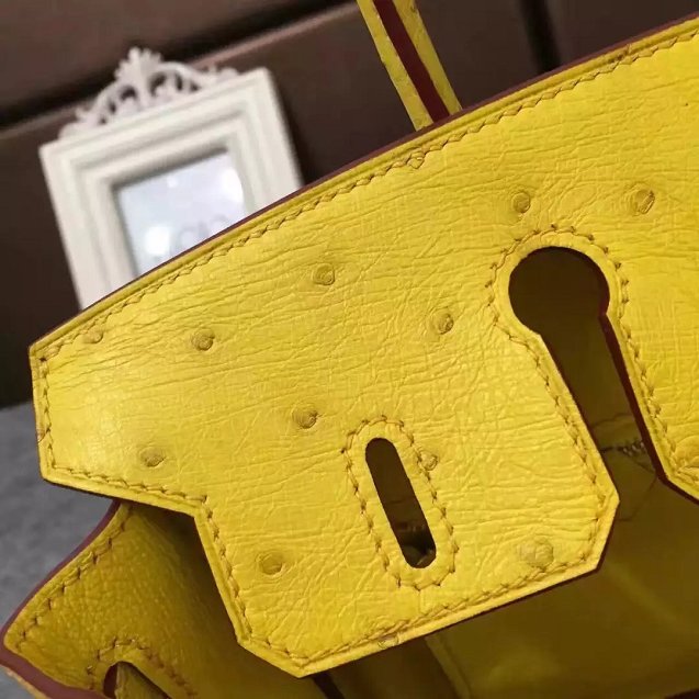 Top hermes genuine 100% ostrich leather handmade birkin 35 bag K350 yellow