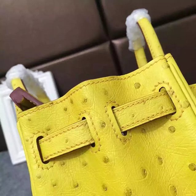 Top hermes genuine 100% ostrich leather handmade birkin 35 bag K350 yellow