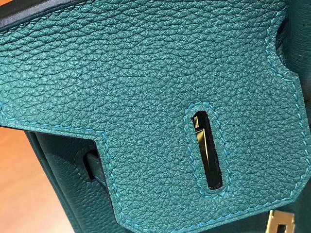Top hermes 100% totally handmade original togo leather birkin 35 bag H350 turquoise