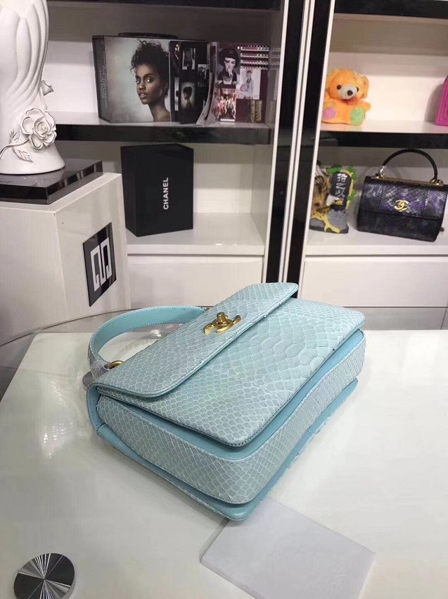 2018 CC original snakeskin top handle flap bag A92236 sky blue