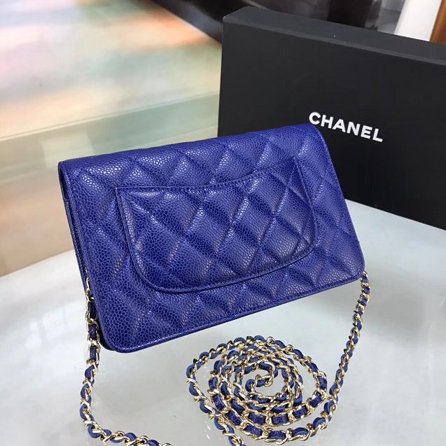 CC original caviar leather woc chain bag 33814 blue