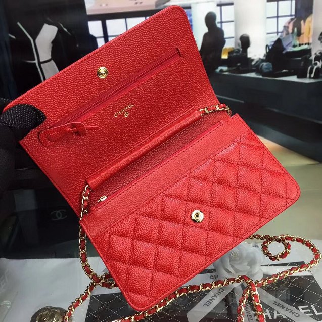 CC original caviar leather woc chain bag 33814 red