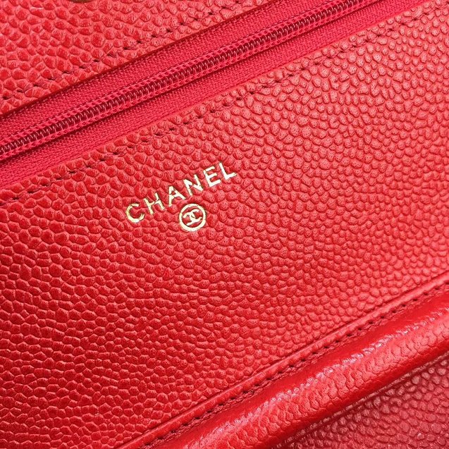 CC original caviar leather woc chain bag 33814 red