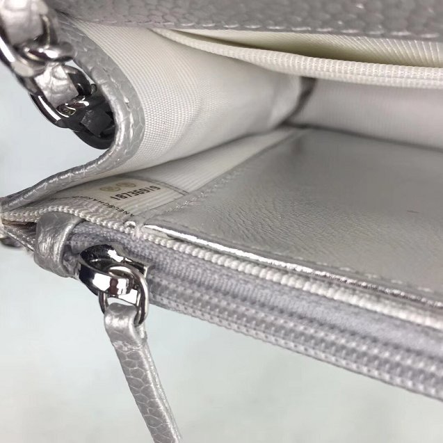 CC original caviar leather woc chain bag 33814 silver