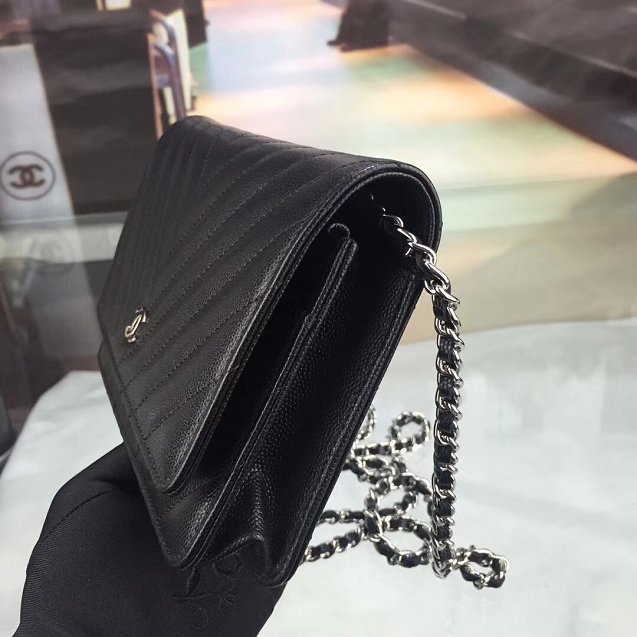 CC original caviar leather woc chain bag 33814-3 black