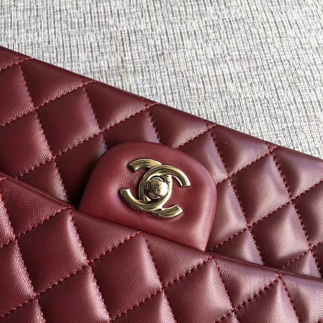 CC original lambskin leather double flap bag A1112 bordeaux