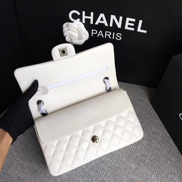 CC original lambskin leather double flap bag A1112 white