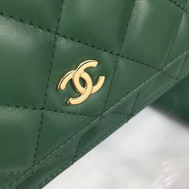 CC original lambskin leather woc chain bag 33814-1 green