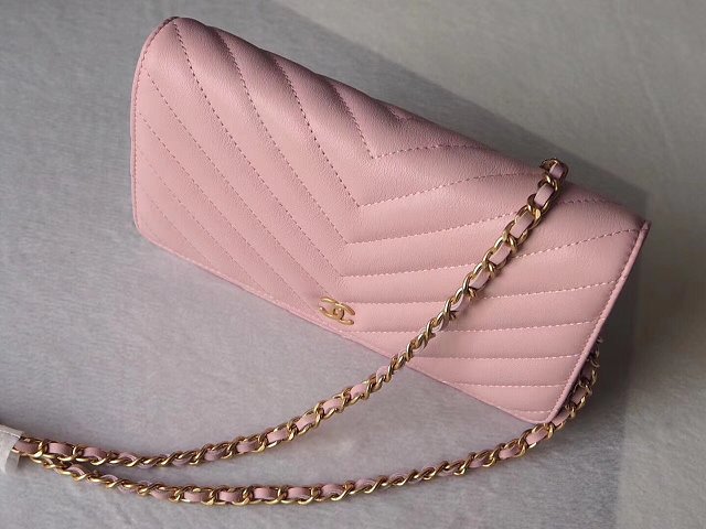 CC original lambskin leather woc chain bag 33814-2 pink