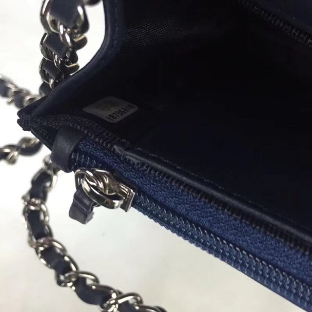 CC original lambskin leather woc chain bag 33814-4 navy blue