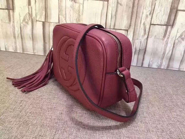 GG original calfskin leather shoulder bag 308364 wine red