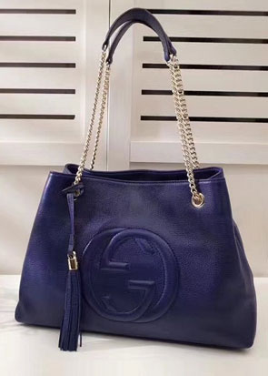 GG original calfskin leather tote bag 308982 navy blue