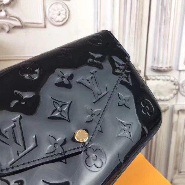 2018 louis vuitton original monogram vernis pochette felicie M61469 black