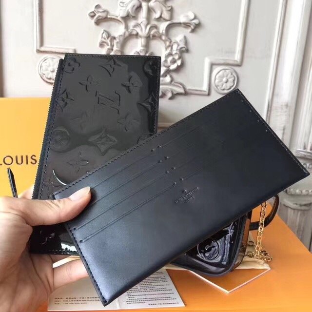 2018 louis vuitton original monogram vernis pochette felicie M61469 black