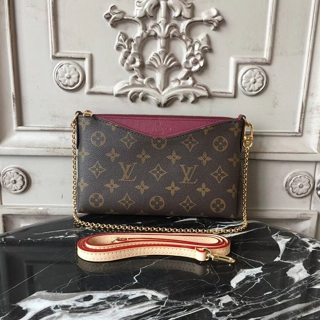 Louis vuitton original monogram pallas clutch M41638 burgundy