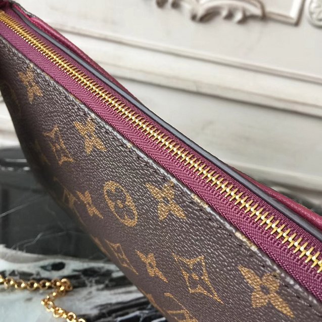 Louis vuitton original monogram pallas clutch M41638 burgundy