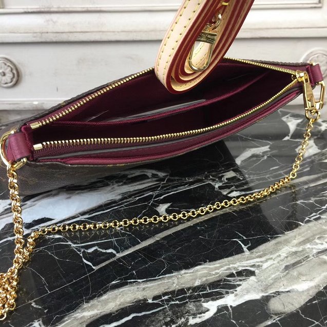 Louis vuitton original monogram pallas clutch M41638 burgundy