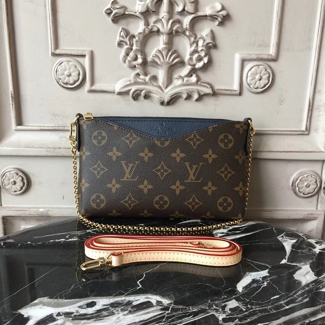 Louis vuitton original monogram pallas clutch M44058 navy blue