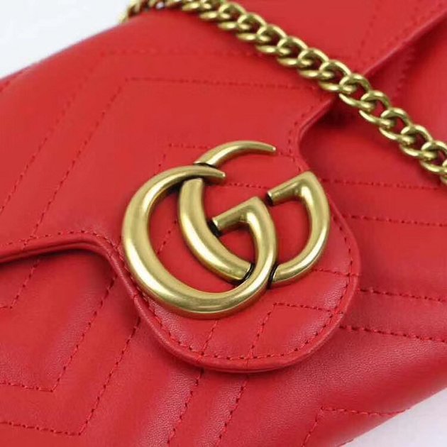 GG margaret original calfskin mini chain bag 474575 red