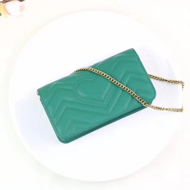 GG margaret original calfskin mini chain bag 488426 green