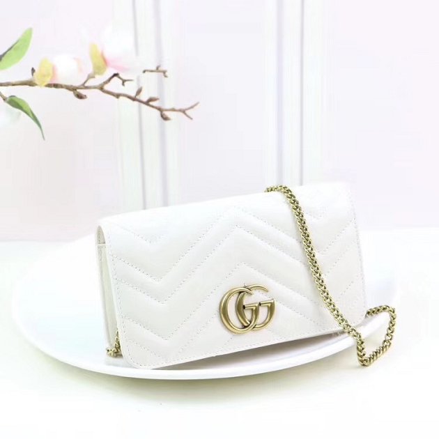 GG margaret original calfskin mini chain bag 488426 white