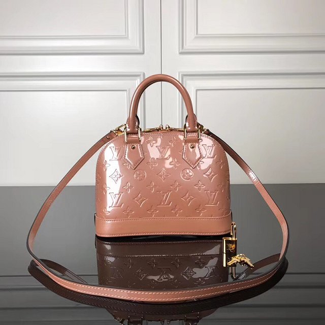 Louis vuitton original monogram vernis leather alma BB M50415 nude