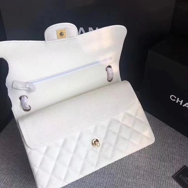 CC original grained calfskin large double flap bag A58600 white