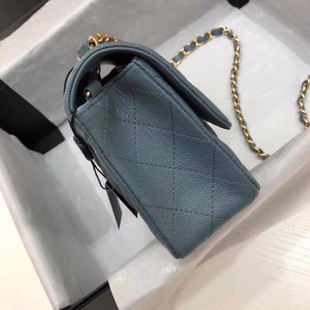 CC original grained calfskin mini flap bag A69900 blue