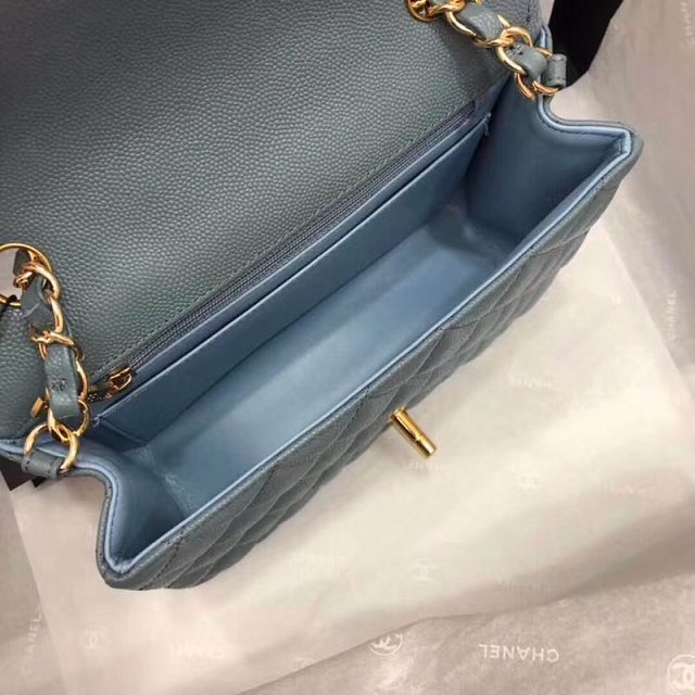 CC original grained calfskin mini flap bag A69900 blue