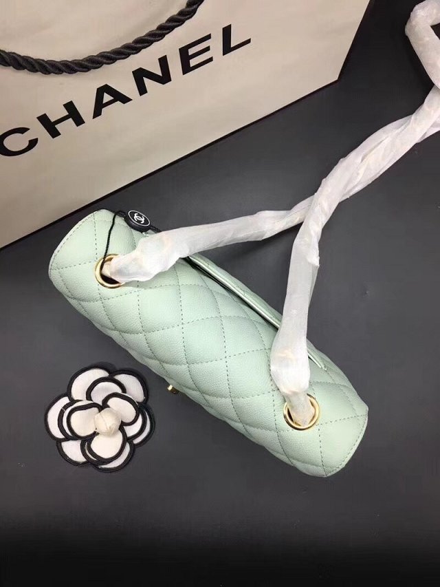 CC original grained calfskin mini flap bag A69900 light green