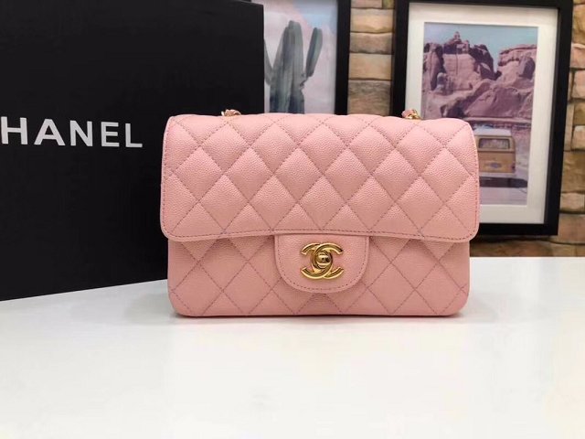 CC original grained calfskin mini flap bag A69900 pink