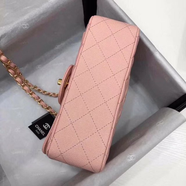 CC original grained calfskin mini flap bag A69900 pink